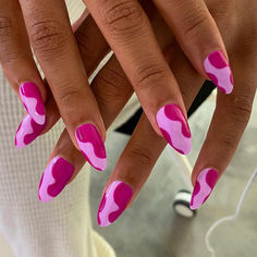 Black And Pink Gel Nails, Crazy Acrylic Nails Designs, Fun Bright Nails, Latest Nails, Magenta Nails, Summer Nail Art Designs, Trendy Manicure, Nail Art Inspo, Summer Nail Colors