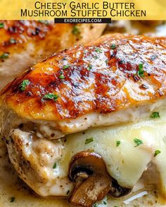 grilled chicken breast with mushrooms and cheese