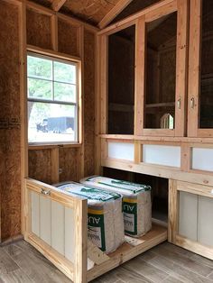 the inside of a house being built with wood