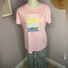 New Without Tags Women’s Small Pajama Top And Pants. (Pants Are Jogger Style) The Brand Is Joyspun With The Words Coffee Please On It. The Top Is Paired With A Cute Pair Of Super Soft And Lightweight Pants. These Are New Without Tags. Great For An Upcoming Trip!!!