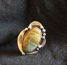 Vintage Native American Jasper Sterling Silver Ring Size 10 Excellent condition  Unique find Matching pendant sold separately  Blue and Beige stone  Yellow/brown tints Brown Oval Gemstone Jewelry, Antique Brown Sterling Silver Jewelry, Unique Jasper Ring Jewelry, Vintage Jasper Jewelry With Natural Stones, Antique Brown Ring Jewelry, Vintage Agate Jewelry With Large Stone, Vintage Jasper Jewelry For Gifts, Vintage Jasper Jewelry Gift, Artisan Brown Oval Jewelry