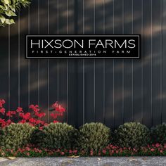 large metal farm sign on black background with white text Subdivision Entrance, Farmhouse Exteriors, Driveway Sign, Movie Theater Rooms, Property Signs, Ranch Sign, Company Signage, Cattle Ranch, Basement Gym