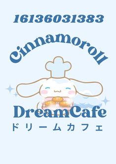 an image of a cartoon character with doughnuts in front of the words dream cafe