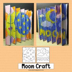 the moon craft is made with colored paper