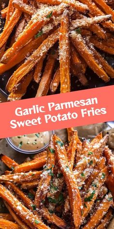 garlic parmesan sweet potato fries on a plate