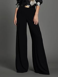 Loose Wide Leg High-Waisted Solid Color Pants Trousers BLACK-2XL Black Pants For Women, High Waisted Black Trousers, High Waist Wide Leg Trousers, Black Flare Pants, Character Clothing, Fall Wardrobe Essentials, Color Pants, Solid Color Pants, Black Flare