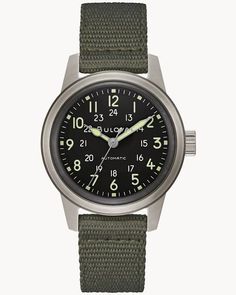 Bulova Watches Women, Bulova Watches, Field Watches, Diamond Watch, Watch Movement, Minerals Crystals, Automatic Watch, Military Green, Watch Design