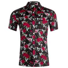 Mens Aloha Floral Printed Shirts Funky Tropical Casual Beach Hawaiian Pineapple Floral Shirt Button Down Casual Short Sleeve T-Shirt Fitted Printed Hawaiian Button-up Shirt, Fitted Short Sleeve Hawaiian Shirt, Fitted Collared Hawaiian Shirt, Fitted Hawaiian Collared Shirt, Heavy Jacket, Beach Shirt, Perfect Jeans, Vacation Style, The A Team