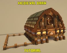 an image of a house made out of legos with text overlaying it that reads medieval barn