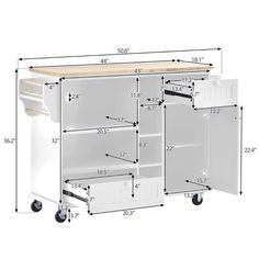 an image of a kitchen cabinet with measurements for the doors and drawers on each side