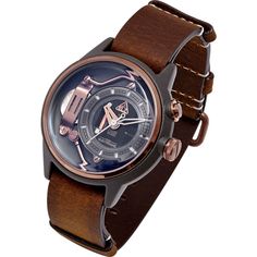 Modern Brown Watch With Skeleton Dial, Elegant Leather Automatic Chronograph Watch, Adjustable Leather Watch With Round Dial, Modern Round Leather Watch Accessories, Luxury Leather Watch With Skeleton Dial, Luxury Brown Watch For Gift, Luxury Everyday Watches, Luxury Everyday Leather Watches, Timeless Brown Watch With Analog Display