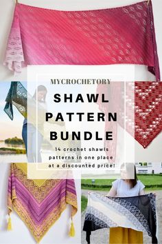 This listing is for 14 CROCHET SHAWL PATTERNS FROM MY BLOG MYCROCHETORY.COM only Please note, these are patterns only, not finished shawls. The MyCrochetory Shawl Pattern Bundle contains all my original free crochet shawl patterns (14 in total) that have been posted on my blog in 2020 and 2021. If you love my style of designing, this is a great way to have all of my shawl patterns in one place, ready to be printed and worked through! Both charted and written instructions for making each shawl ar Crochet Outdoor, Free Crochet Shawl Patterns, Triangle En Crochet, Prayer Shawl Crochet Pattern, Crochet Shawl Patterns, Flower Shawl, Girls Poncho, Crochet Wrap Pattern, Mosaic Crochet