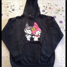 My Melody Hoodie Brand New Size Medium Black Harajuku Hoodie With Cartoon Print, Trendy Black Hoodie With Cartoon Print, Cute Black Hoodie For Winter, Cute Black Sweatshirt For Winter, Cute Black Winter Sweatshirt, Cute Black Winter Hoodie, Black Kawaii Hoodie For Winter, Cute Black Hooded Sweatshirt, Cute Black Long Sleeve Hoodie