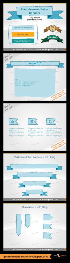 four different types of papers with blue and orange lines on them, all lined up in rows