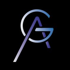 the letter g is made up of blue and purple lines