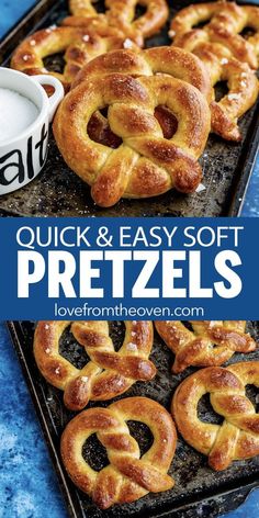 quick and easy soft pretzels on a baking sheet