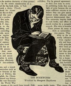 an old book page with a drawing of a man sitting on top of a chair