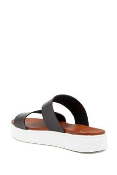 These slip-on sandals with classic dual straps are a perfect staple for a casual chic ensemble. Sizing: True to size. M=standard width. Open toe. Dual metallic strap vamp. Slip-on style. Molded cushioned footbed. Platform. White sole. Approx. 1.25" platform. ImportedThis item cannot be shipped to Canada. Slip-on Platform Slide Sandals, Platform Slip-on Slide Sandals, Beach Double Strap Platform Slides, Synthetic Double Strap Platform Slides, Casual Double Strap Spring Mules, Modern Double Strap Slides, Mia Mia, Platform Slides, Nordstrom Store