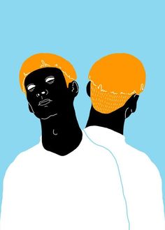 two men with orange hats on their heads