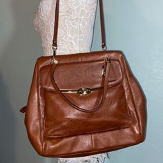 Nwot Coach Large Brown Leather Shoulder Satchel Bag. Red Satin Lining Excellent Condition Smoke Free Home. Removable Shoulder Strap Soft Brown Leather. Front Turn Lock Closet Pocket Inner Large Zipper Closure Gorgeous Bag Inside And Out B20 Large Tote Purse, Leather Satchel Handbags, Bag Inside, Brown Leather Shoulder Bag, Coach Shoulder Bag, Soft Brown, Carry All Bag, Gorgeous Bags, Canvas Shoulder Bag