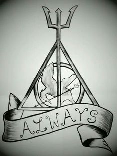 a drawing of an arrow and banner with the words always