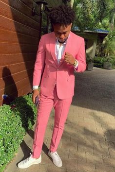 Abel Trendy Pink Notched Lapel Men Suits Pink Suit Men Prom, Hot Pink Tuxedo Men, Luxury Pink Men's Suits, Pink Slim Fit Suit For Semi-formal Occasions, Pink Notch Lapel Suits With Pockets, Pink Notch Lapel Tuxedo Suit, Pink Prom Suit, Pink Suit Men, Men Prom