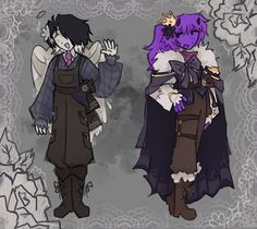 two cartoon characters dressed in gothic clothing