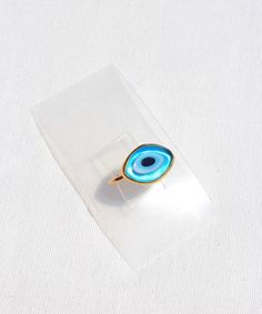 14K Gold Plated Evil Eye Glass Bead Ring, Organic Shaped Turkish Evil Eye Adjustable Ring, Sterling Silver Nazar Protection Statement Ring - Etsy Spiritual Evil Eye Ring Jewelry, Evil Eye Ring Jewelry Gift, Spiritual Evil Eye Rings As Gift, Evil Eye Open Ring For Gift, Evil Eye Open Ring As Gift, Gift Open Ring With Evil Eye Detail, Blue Spiritual Ring With Evil Eye, Spiritual Blue Ring With Evil Eye Detail, Spiritual Blue Rings With Evil Eye Detail