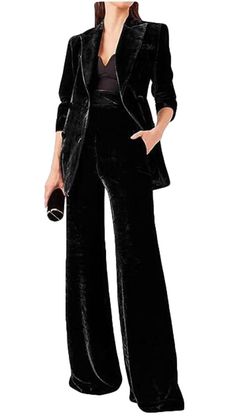 PRICES MAY VARY. Title: Botong Women's 2 Piece Velvet Suit Office Work Suit Notch Lapel Double Breasted Blazer Pants Business Suit Set Black L. Product Type: Departments > Women > Clothing > Suiting & Blazers > Suit Sets Dramatic Suits For Women, Spring Looks For Women 2024, Velvet Outfits For Women, Velvet Pant Suit, Pant Suits For Women, Vest Suit, Velvet Suit, Business Pants, Work Suits