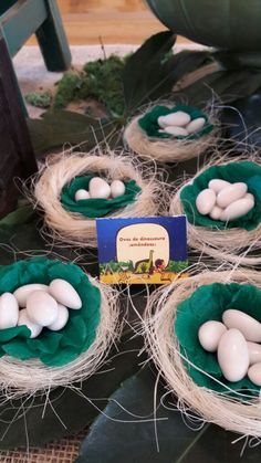 eggs in nests on display for sale at an outdoor market