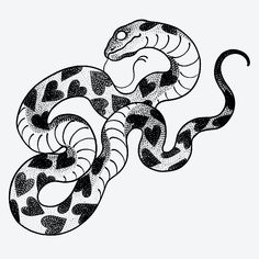 a black and white drawing of a snake