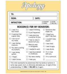 a printable poster with the words, i'm sorry to you and an image of