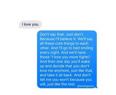 the text message is written to someone on their cell phone, and it says i love you