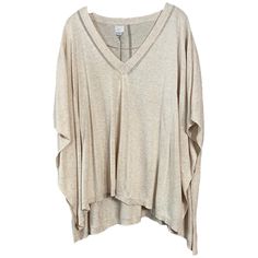 Beige, Oatmeal Color, Trim Embellishments. Really Soft And Lightweight. Great To Wear As A Layer For An Office Or Weather Change! New With Tags No Flaws! A.New.Day Tan Lightweight V Neck Poncho Closed Sides One Size Nwt Beige One Size Batwing Sleeve Tops, One Size Beige Batwing Sleeve Top, Summer Beach Poncho With V-neck Shape, Oversized V-neck Poncho For Spring, Spring Vacation V-neck Poncho, Beige One-size Poncho For The Beach, Cape Sweater Ponchos, Summer Beach V-neck Poncho, Boho Plaid