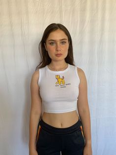 -Hand Painted -machine washable -One size -small/medium stretch *Note: all crop tops are hand painted and even though designs are replicated, each shirt is one of a kind Cotton Crop Top With Screen Print, Casual Stretch Crop Top With Graphic Print, Casual Stretch Graphic Print Crop Top, Casual Stretch Cropped Shirt With Graphic Print, 90s Graphic Print Stretch Crop Top, 90s Stretch Crop Top With Graphic Print, Summer Screen Print Cropped Top, Y2k Cotton Crop Top With Screen Print, Fitted Crew Neck Crop Top With Screen Print