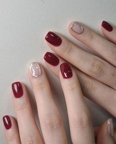 Маникюр Red Gel Nails, Minimal Nails Art, Korean Nail Art, Wow Nails, Hello Nails, Beauty Nails Design, Korean Nails, Simple Gel Nails, Minimal Nails