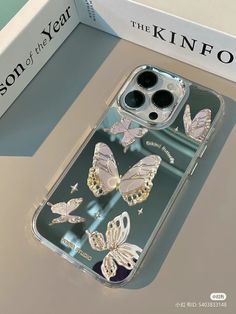 an iphone case with butterflies on it and the phone number 3 8p in front