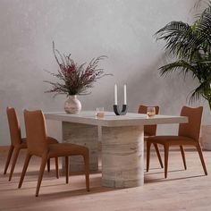 Olivia Modern Classic Beige Oak Wood Brown Leather Seat Dining Collection Dreamy Bedrooms, Leather Dining Chairs, Four Hands, Modern Dining Table, Rectangular Dining Table, Oak Veneer, Burke Decor, Table Seating, Side Chairs Dining