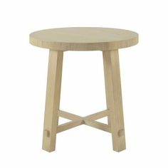 a small wooden table on a white background