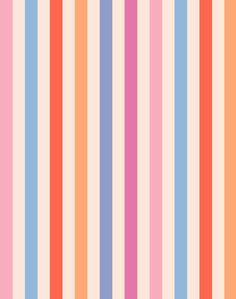 an orange, pink and blue striped wallpaper