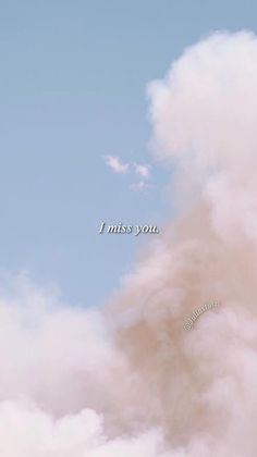 an airplane flying in the sky with a message above it that reads, i miss you