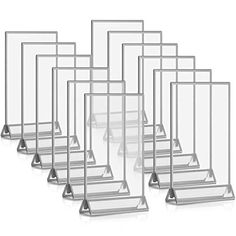 six clear acrylic display cases on white background