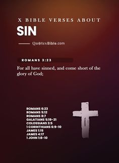 a cross with the words sin on it in front of a red and black background