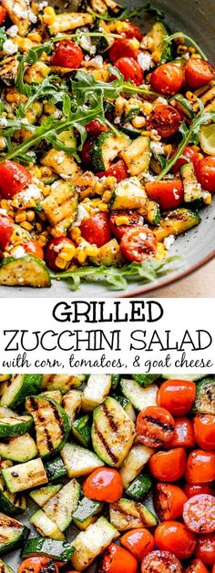 grilled zucchini salad with can tomatoes and goat cheese is an easy side dish