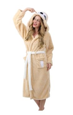 PRICES MAY VARY. FEEL ULTRA SNUG:Our Animal Hooded Robes are made of cozy flannel, soft and warm, skin-friendly, very comfortable to wear. These cute robes will add an incredibly snug touch to your evenings, and making lounging around the house an enjoyably plush affair. STYLISH AND UNIQUE DESIGN: Cute cartoon animal design with hood, each adorable robe features a fully embroidered animal face on the hood. Perfect for animal lovers, or those that want to relax and look adorable at the same time! Fluffy Hoodie, Women Robe, Womens Bathrobes, Christmas Cosplay, Hooded Robe, Lounge Outfit, Animal Hats, Women's Robe, Cute Cartoon Animals