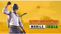 a man holding a baseball bat in front of a yellow background with the words battlegroundss mobile india