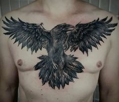 a man with an eagle tattoo on his chest