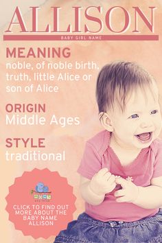 The earliest known usage of the name Allison dates back to 12th century Scotland. A version of it even appeared in The Canterbury Tales, and in 1977, singer Elvis Costello recorded a song called “Alison.” Today, various spellings of Allison are some of the most popular female baby names in the United States, and it's been that way for decades. #girlname #babyname The Canterbury Tales, Baby Naming, Canterbury Tales, Elvis Costello