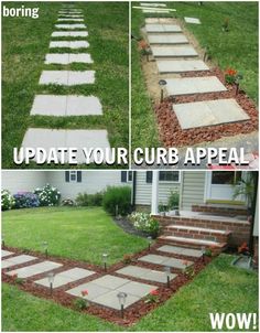 the steps are made out of concrete and grass