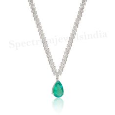 Natural Zambian Emerald Pendant H/SI Diamond Necklace 14k White Gold 18.72 Tcw. Formal White Gold Tennis Necklace With Gemstone, White Gold Diamond Emerald Necklace With Hallmark, Anniversary White Gold Gemstone Tennis Necklace, Classic Emerald And Diamond Necklace, Classic Hallmarked Emerald Necklace With Diamonds, Classic Hallmarked Emerald And Diamond Necklace, Classic Hallmarked Diamond Emerald Necklace, Formal Silver Gemstone Tennis Necklace, Wedding Necklaces